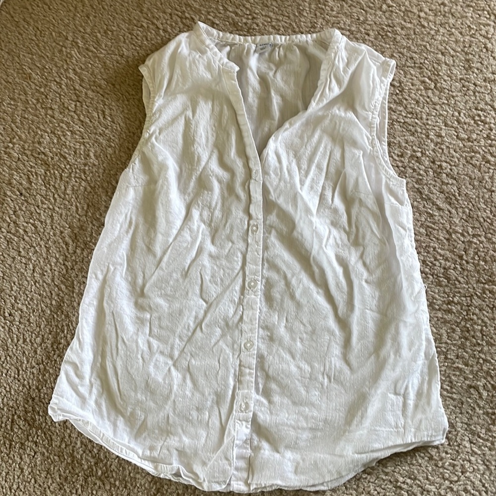 Light weight White button up womens tank top